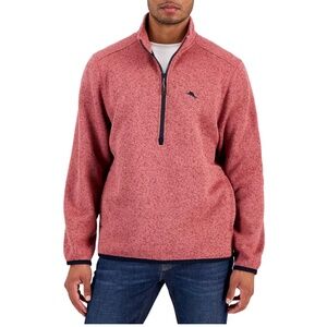 NWT Tommy Bahama Shoal Bay Quarter-zip Mock-neck Fleece Sweater in Cherry XL